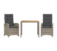 vidaXL Ensemble de jardin 3 pièces avec coussins Gris Poly rotin