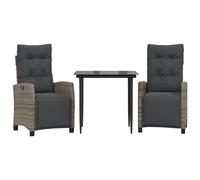vidaXL Ensemble de jardin 3 pièces avec coussins Gris Poly rotin