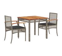 vidaXL Ensemble de jardin 3 pièces avec coussins Gris Poly rotin