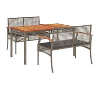 vidaXL Ensemble de jardin 3 pièces avec coussins Gris Poly rotin
