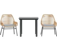 vidaXL Ensemble de jardin 3 pièces avec coussins Marron Poly rotin Verre