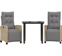 vidaXL Ensemble de jardin 3 pièces avec coussins Mélange beige Poly rotin