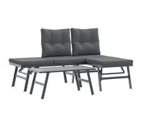 vidaXL Ensemble de jardin 3 pièces avec coussins Noir Acier