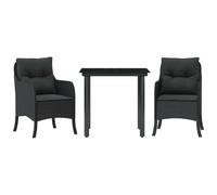 vidaXL Ensemble à manger de jardin 3 pcs - Noir