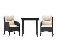 vidaXL Ensemble de jardin 3 pièces avec coussins Noir Poly Rattan