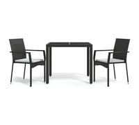 vidaXL Ensemble de jardin 3 pièces avec coussins Noir Poly Rattan