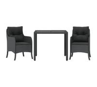 vidaXL Ensemble de jardin 3 pièces avec coussins Noir Poly Rattan