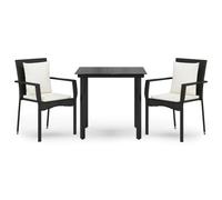 vidaXL Ensemble de jardin 3 pièces avec coussins Noir Poly Rattan