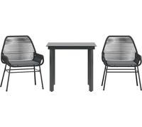 vidaXL Ensemble de jardin 3 pièces avec coussins noir Poly rotin verre