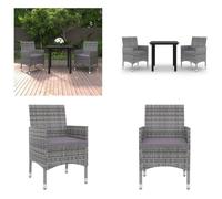 vidaXL Ensemble de jardin 3 pièces avec coussins Poly Rattan et verre - Garniture de jardin - Garniture de jardin - Garniture Pour Extérieur - Table Et Chaise De Jardin