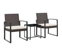 vidaXL Ensemble de jardin 3 pièces avec coussins Rotin PP brun