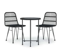 vidaXL Ensemble de jardin 3 pièces noir Poly rotin