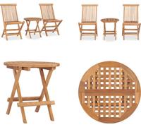 vidaXL Ensemble de jardin 3 pièces pliable en teck massif - Ensemble de jardin - Ensemble de jardin - Garniture de jardin