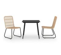 vidaXL Ensemble de jardin 3 pièces Poly rotin et verre