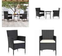 vidaXL Ensemble de jardin 3 pièces Poly Rotin Noir - Garden Dining Group - Garden Dining Group - Outdoor Dining Group - Garden Table And Chair