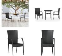 vidaXL Ensemble de jardin 3 pièces Poly Rotin Noir - Garden Dining Group - Garden Dining Group - Outdoor Dining Group - Garden Table And Chair