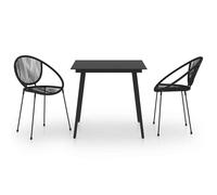 vidaXL Ensemble de jardin 3 pièces PVC rotin noir