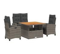 vidaXL Ensemble de jardin 4 pièces avec coussins Gris Poly rotin