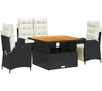 vidaXL Ensemble de jardin 4 pièces en Poly Rattan avec coussins Noir