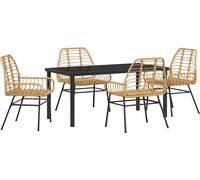 vidaXL Ensemble de jardin 5 pcs brun Poly-Rattan