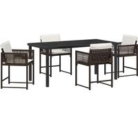 vidaXL Ensemble de jardin 5 pcs brun Poly-Rattan