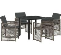 vidaXL Ensemble de jardin 5 pcs Gris Poly-Rotin