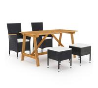 vidaXL Ensemble de jardin 5 pcs - Noir