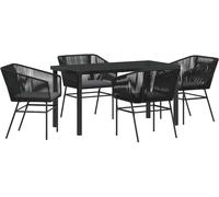 vidaXL Ensemble de jardin 5 pcs noir Acier revêtu par poudre