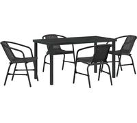 vidaXL Ensemble de jardin 5 pcs noir Acier revêtu par poudre