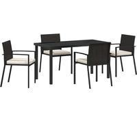 vidaXL Ensemble de jardin 5 pcs noir Acier revêtu par poudre