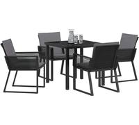 vidaXL Ensemble de jardin 5 pièces noir acier revêtu par poudre