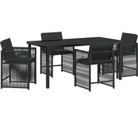vidaXL Ensemble de jardin 5 pcs noir Poly-Rattan