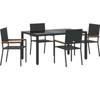 vidaXL Ensemble de jardin 5 pcs noir Poly-Rattan