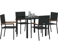 vidaXL Ensemble de jardin 5 pcs noir Poly-Rattan