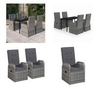 vidaXL Ensemble de jardin 5 pièces avec coussins Gris - Garden dining group - Garden dining groups - Garden set of furniture