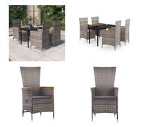 vidaXL Ensemble de jardin 5 pièces avec coussins Gris - Garden dining group - Garden dining groups - Garden set of furniture