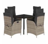 vidaXL Ensemble de jardin 5 pièces avec coussins Gris Poly rotin