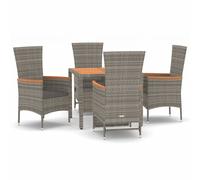 vidaXL Ensemble de jardin 5 pièces avec coussins Gris Poly rotin