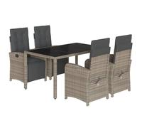 vidaXL Ensemble de jardin 5 pièces avec coussins Gris Poly rotin