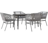 vidaXL Ensemble de jardin 5 pièces avec coussins Gris Poly rotin Verre