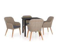 vidaXL Ensemble de jardin 5 pièces avec coussins Marron