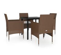 vidaXL Ensemble de jardin 5 pièces avec coussins Marron/Noir