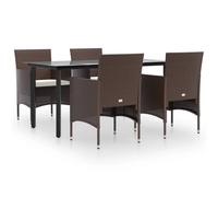 vidaXL Ensemble de jardin 5 pièces avec coussins Marron et noir