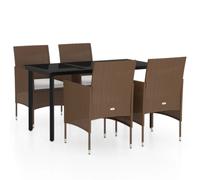 vidaXL Ensemble de jardin 5 pièces avec coussins Marron et noir