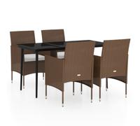 vidaXL Ensemble de jardin 5 pièces avec coussins Marron et noir