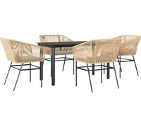 vidaXL Ensemble de jardin 5 pièces avec coussins Marron Poly rotin Verre