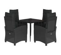 vidaXL Ensemble de jardin 5 pièces avec coussins Noir Poly Rattan