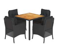 vidaXL Ensemble de jardin 5 pièces avec coussins Noir Poly Rattan