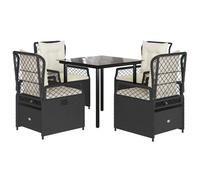 vidaXL Ensemble de jardin 5 pièces avec coussins Noir Poly Rattan