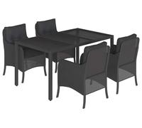vidaXL Ensemble de jardin 5 pièces avec coussins Poly Rattan Noir